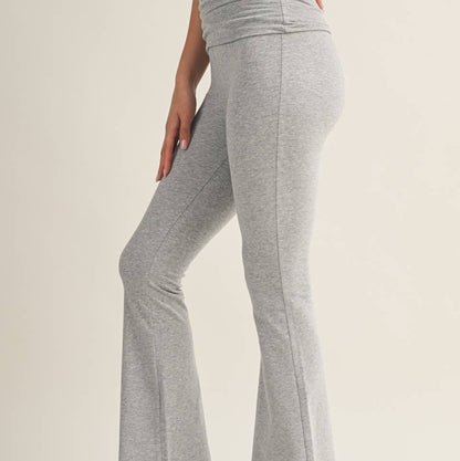 Heather Grey Knit Foldover Flare Leggings