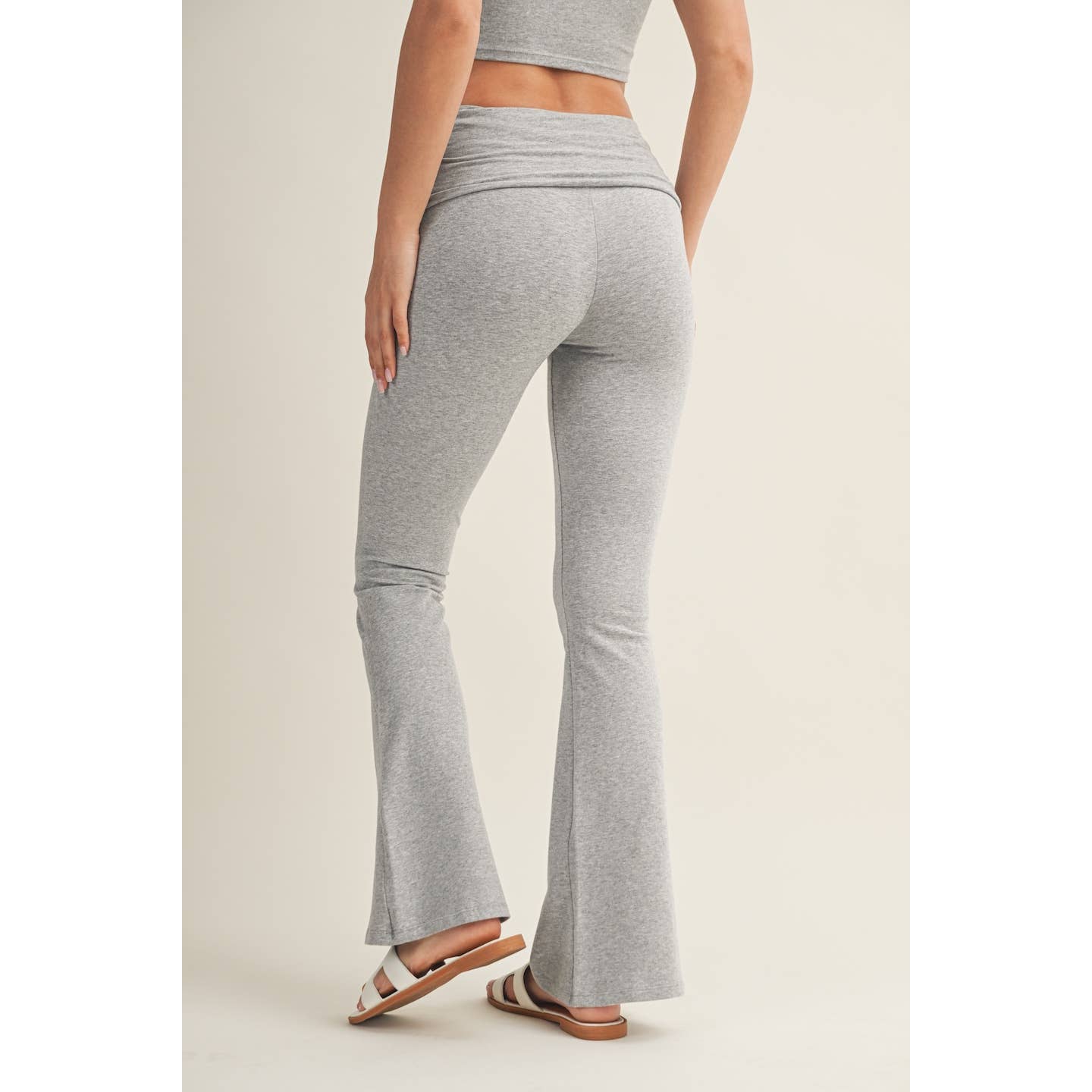 Heather Grey Knit Foldover Flare Leggings