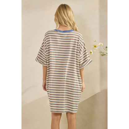 Stripe Knit Pullover Tshirt Dress