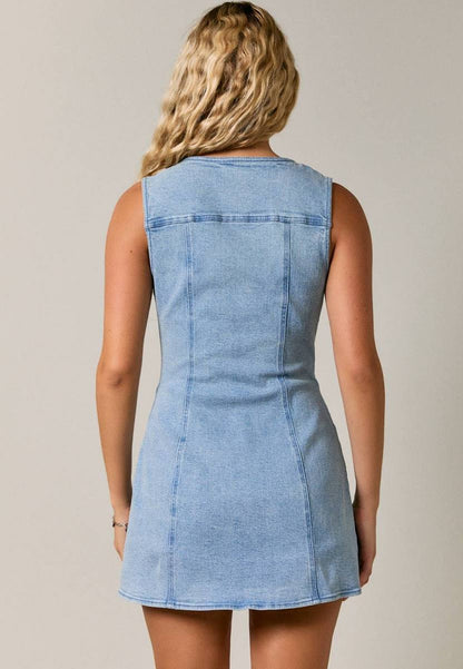 Denim Sleevless Button Down Romper