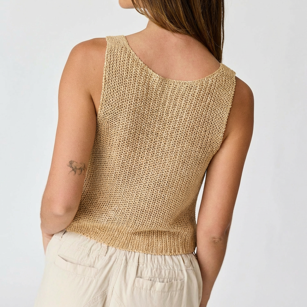 Taupe V Neck Knit Crop Top