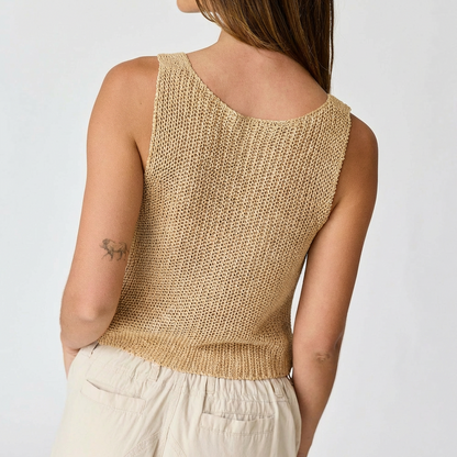 Taupe V Neck Knit Crop Top