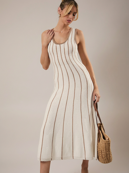 Taupe Stripe Knit Dress
