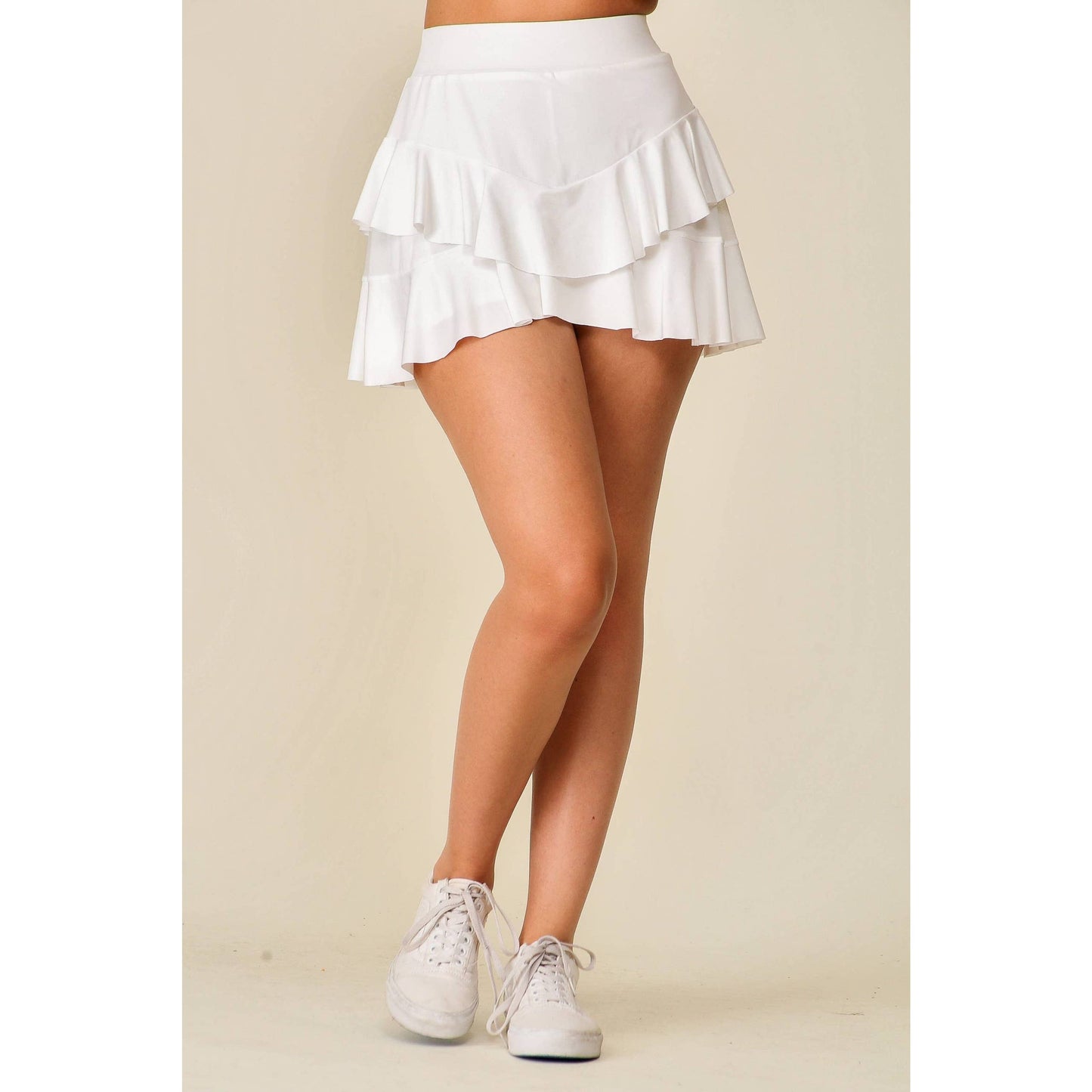White Tennis Ruffled Skort