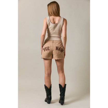 Yee- Haw Tan Twill Shorts