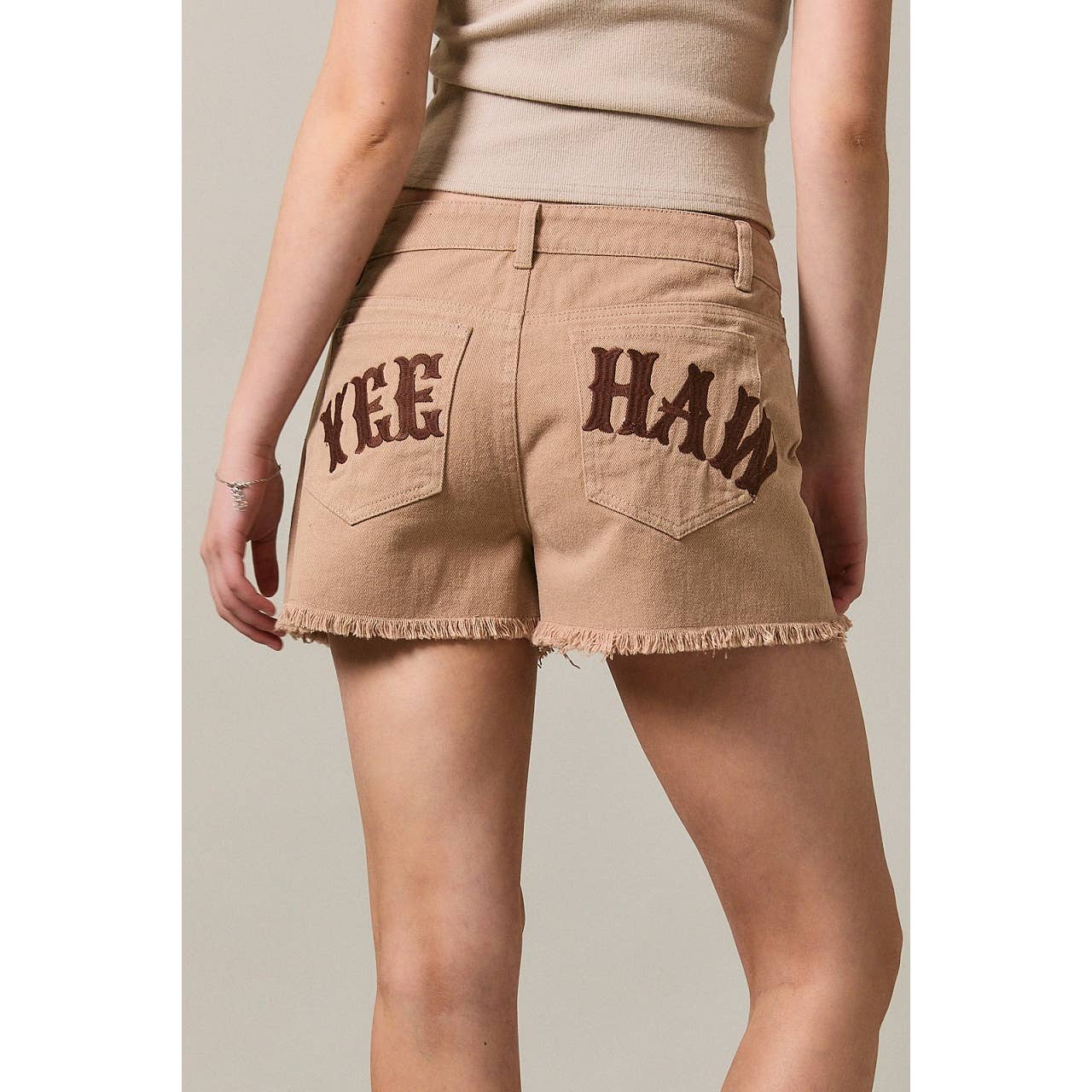 Yee- Haw Tan Twill Shorts