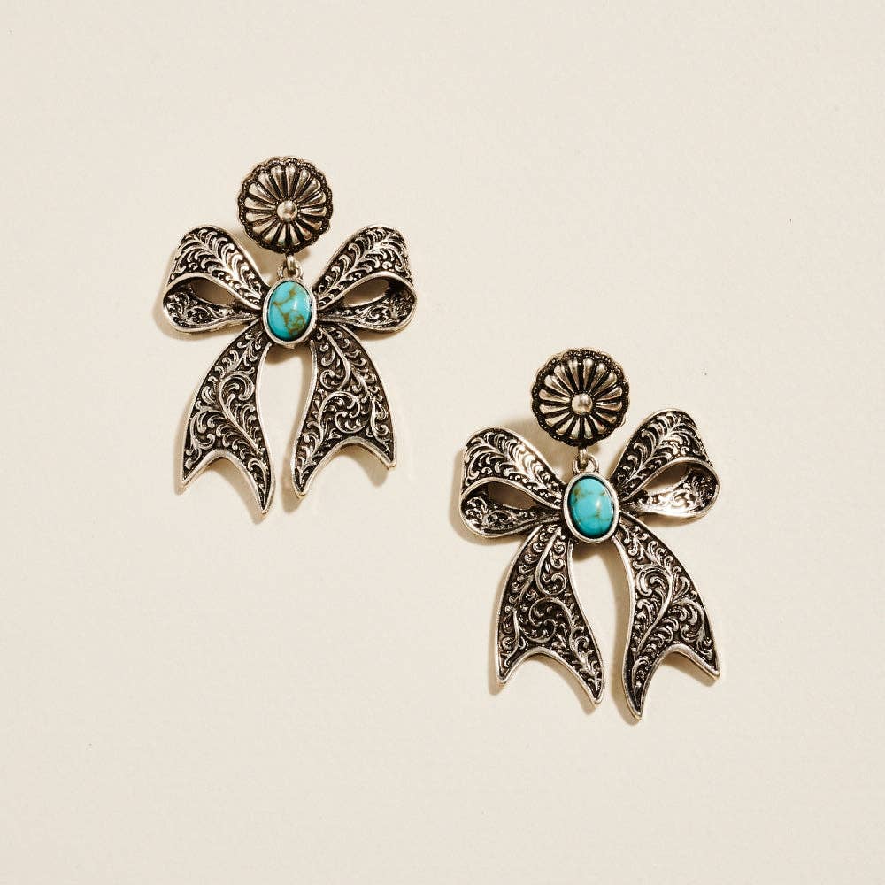 Silver & Turquoise Bow Earrings