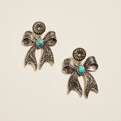 Silver & Turquoise Bow Earrings
