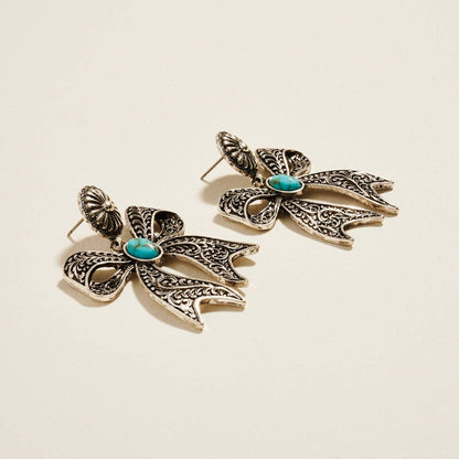 Silver & Turquoise Bow Earrings
