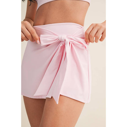 Pink Wrap Tie Skort