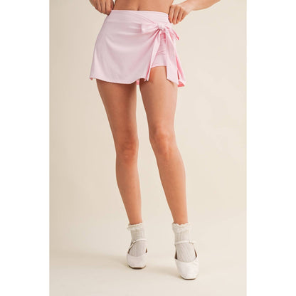 Pink Wrap Tie Skort