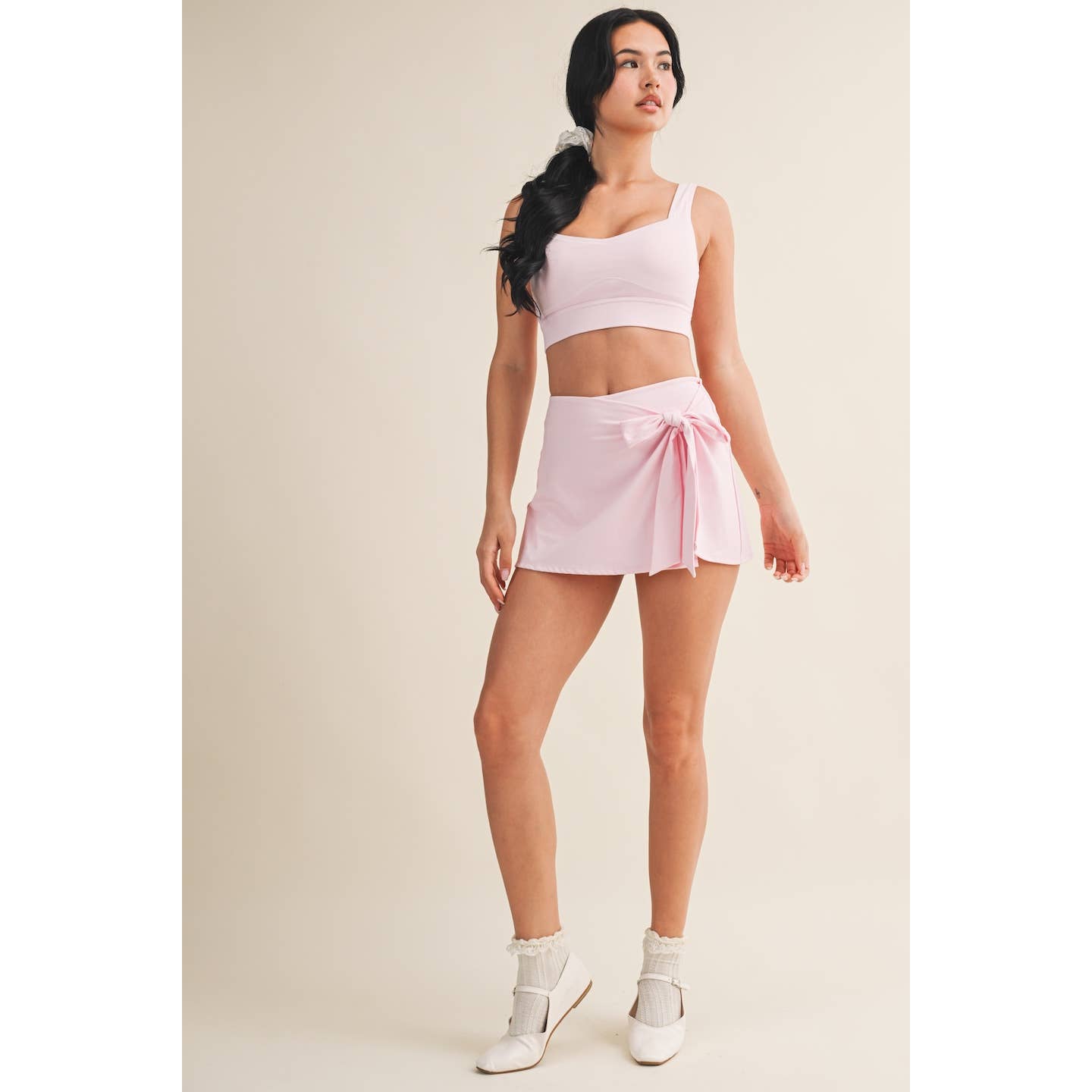 Pink Wrap Tie Skort