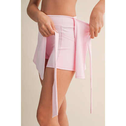 Pink Wrap Tie Skort